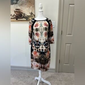 Floral Mirror-Print Midi Dress in Multicolor